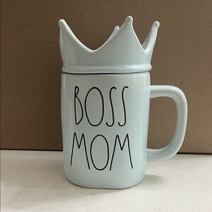 Rae Dunn Cream “BOSS MOM” Crown Lid Mug
